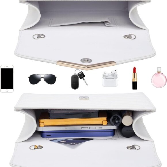 Black Patent Crocodile Evening Clutch Purse for Women with Rhinestone Bow Chain - Picture 6 of 7